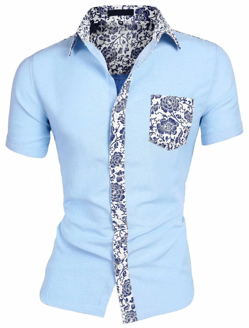 Allegra K 1310 8838 Men Summer Floral Print Pocket Short Sleeve Button Down Hawaiian Shirt 18 Allegra K 1310 8838 Men Summer Floral Print Pocket Short Sleeve Button Down Hawaiian Shirt