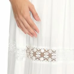 Allegra K Women's Lace Insert Vintage Swing A-Line Maxi Skirt With Elastic Waist