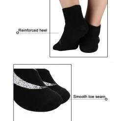 Allegra K Accessories Big Black Ankle Athelic Socks Low Cut Cotton Striped 10 Pairs