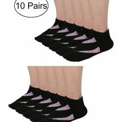 Allegra K Accessories Big Black Ankle Athelic Socks Low Cut Cotton Striped 10 Pairs
