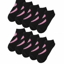 Allegra K Accessories Big Black Ankle Athelic Socks Low Cut Cotton Striped 10 Pairs