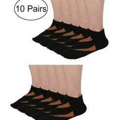 Allegra K Accessories Big Black Ankle Athelic Socks Low Cut Cotton Striped 10 Pairs