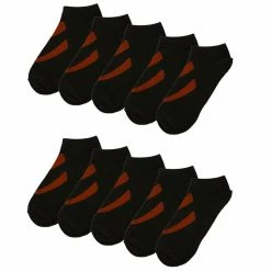 Allegra K Accessories Big Black Ankle Athelic Socks Low Cut Cotton Striped 10 Pairs