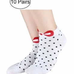 Allegra K Low Cut Ankle Socks Cute Cotton Red Bowknot White Dots 10 Pairs Accessories 60 Allegra K Low Cut Ankle Socks Cute Cotton Red Bowknot White Dots 10 Pairs Accessories