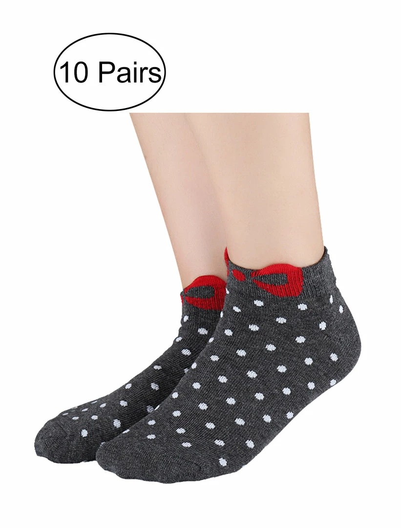 Allegra K Low Cut Ankle Socks Cute Cotton Red Bowknot White Dots 10 Pairs Accessories 5 Allegra K Low Cut Ankle Socks Cute Cotton Red Bowknot White Dots 10 Pairs Accessories