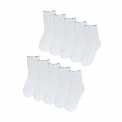 Allegra K Women 10 Pack Hearts Embroidery Cotton Stringy Selvedge Cuff Ankle Socks Accessories