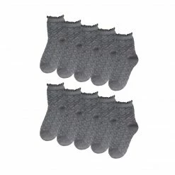 Allegra K Women 10 Pack Hearts Embroidery Cotton Stringy Selvedge Cuff Ankle Socks Accessories