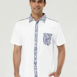 Allegra K 1310 8838 Men Summer Floral Print Pocket Short Sleeve Button Down Hawaiian Shirt 75 Allegra K 1310 8838 Men Summer Floral Print Pocket Short Sleeve Button Down Hawaiian Shirt