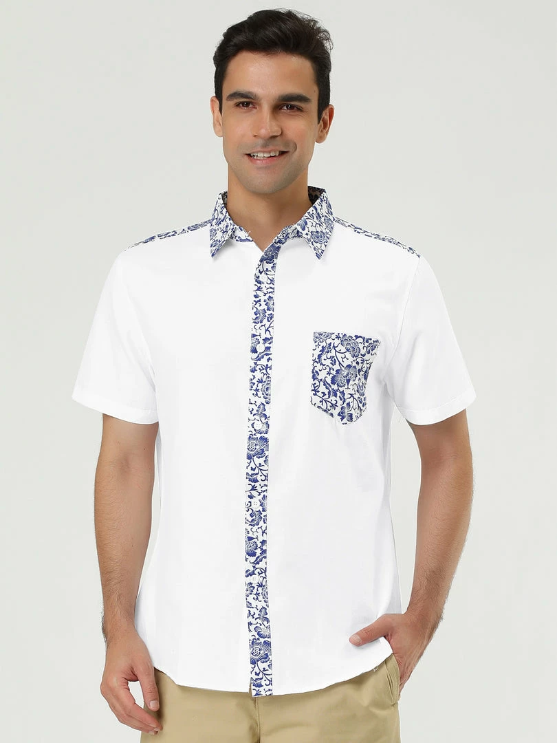 Allegra K 1310 8838 Men Summer Floral Print Pocket Short Sleeve Button Down Hawaiian Shirt 14 Allegra K 1310 8838 Men Summer Floral Print Pocket Short Sleeve Button Down Hawaiian Shirt