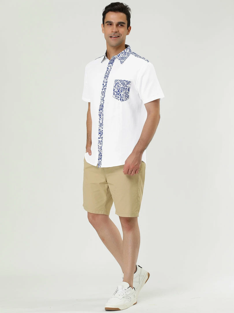 Allegra K 1310 8838 Men Summer Floral Print Pocket Short Sleeve Button Down Hawaiian Shirt 15 Allegra K 1310 8838 Men Summer Floral Print Pocket Short Sleeve Button Down Hawaiian Shirt