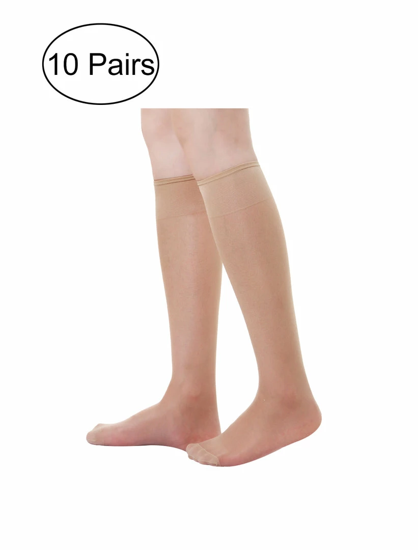 Allegra K Women 10 Pack Silky Knee High Sheer Reinforced Toe Socks Stockings 10 Allegra K Women 10 Pack Silky Knee High Sheer Reinforced Toe Socks Stockings