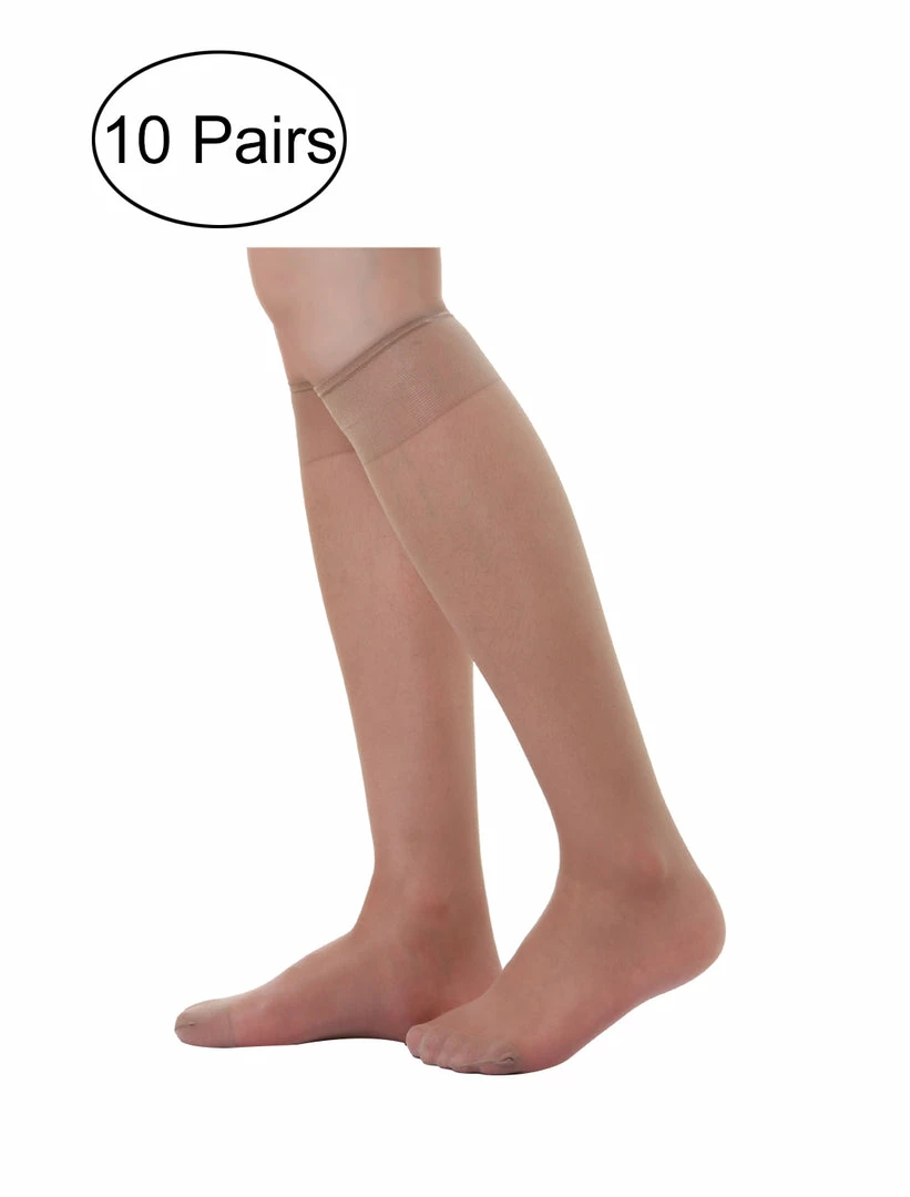 Allegra K Women 10 Pack Silky Knee High Sheer Reinforced Toe Socks Stockings 5 Allegra K Women 10 Pack Silky Knee High Sheer Reinforced Toe Socks Stockings