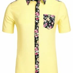 Allegra K 1310 8838 Men Summer Floral Print Pocket Short Sleeve Button Down Hawaiian Shirt 66 Allegra K 1310 8838 Men Summer Floral Print Pocket Short Sleeve Button Down Hawaiian Shirt