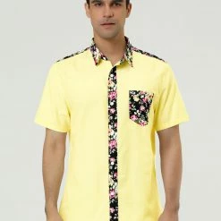 Allegra K 1310 8838 Men Summer Floral Print Pocket Short Sleeve Button Down Hawaiian Shirt 68 Allegra K 1310 8838 Men Summer Floral Print Pocket Short Sleeve Button Down Hawaiian Shirt