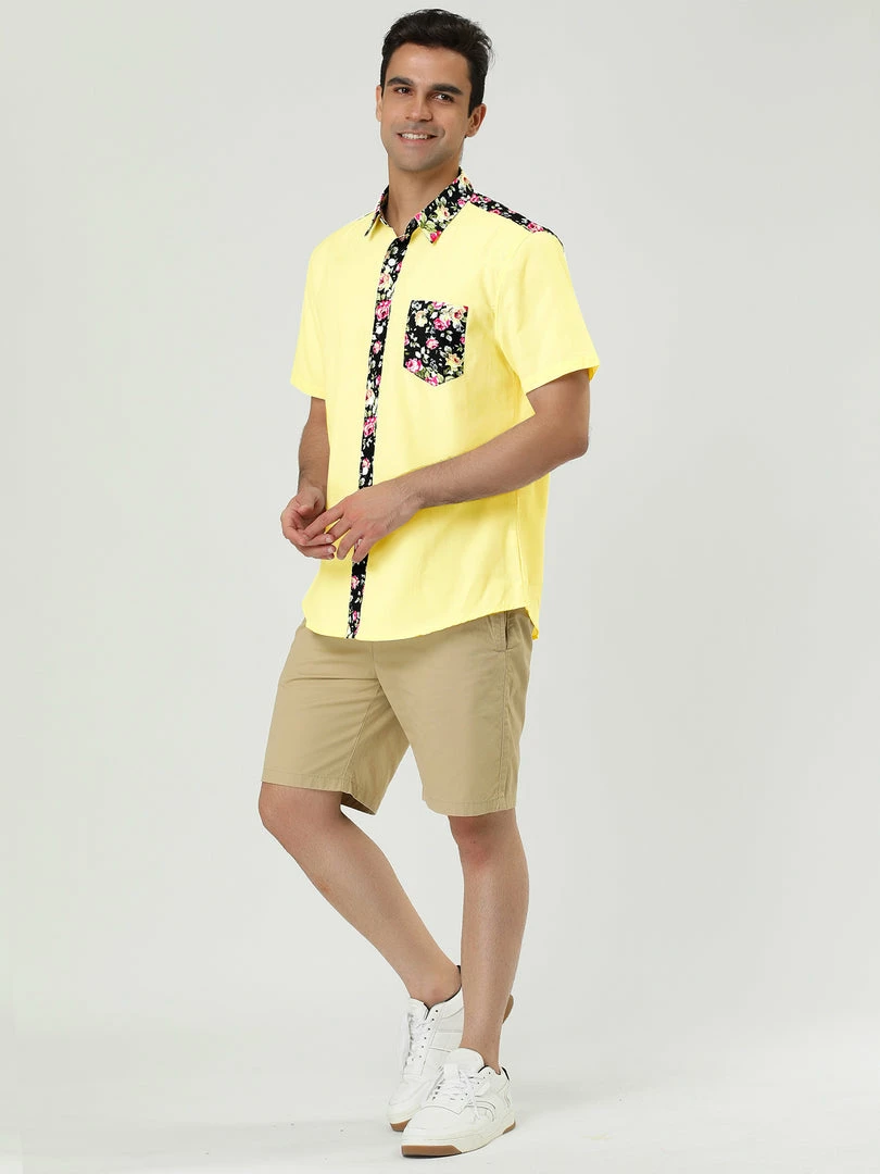 Allegra K 1310 8838 Men Summer Floral Print Pocket Short Sleeve Button Down Hawaiian Shirt 8 Allegra K 1310 8838 Men Summer Floral Print Pocket Short Sleeve Button Down Hawaiian Shirt