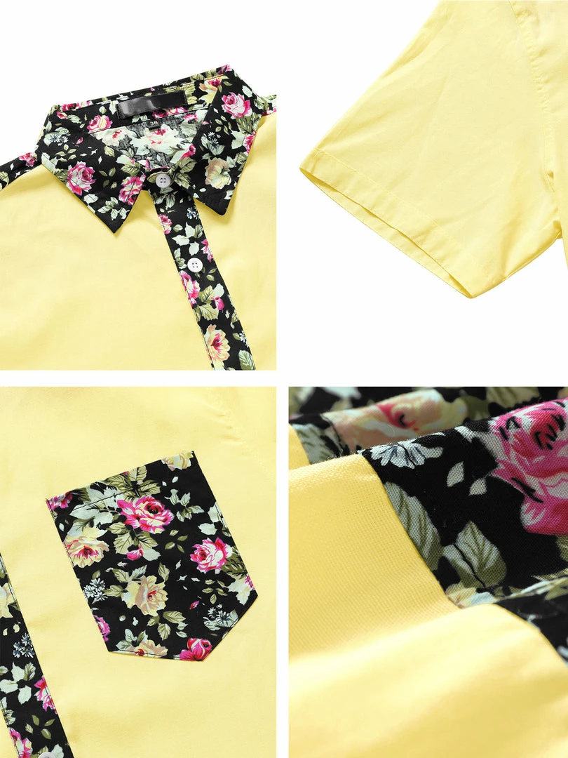 Allegra K 1310 8838 Men Summer Floral Print Pocket Short Sleeve Button Down Hawaiian Shirt 10 Allegra K 1310 8838 Men Summer Floral Print Pocket Short Sleeve Button Down Hawaiian Shirt