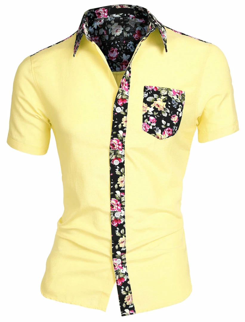 Allegra K 1310 8838 Men Summer Floral Print Pocket Short Sleeve Button Down Hawaiian Shirt 4 Allegra K 1310 8838 Men Summer Floral Print Pocket Short Sleeve Button Down Hawaiian Shirt