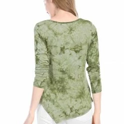 Allegra K Long Sleeves Round Neck Tie-Dye Handkerchief Hem Shirt Women 36 Allegra K Long Sleeves Round Neck Tie-Dye Handkerchief Hem Shirt Women