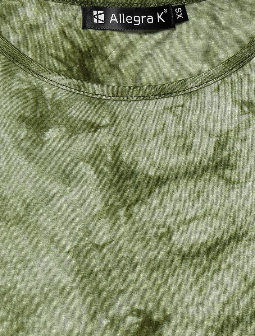 Allegra K Long Sleeves Round Neck Tie-Dye Handkerchief Hem Shirt Women 10 Allegra K Long Sleeves Round Neck Tie-Dye Handkerchief Hem Shirt Women