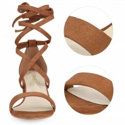 Allegra K Women's Lace Up Mid Chunky Heeled Sandals 71 Allegra K Women's Lace Up Mid Chunky Heeled Sandals