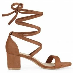 Allegra K Women's Lace Up Mid Chunky Heeled Sandals 75 Allegra K Women's Lace Up Mid Chunky Heeled Sandals
