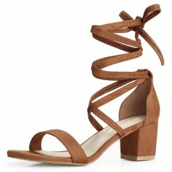 Allegra K Women's Lace Up Mid Chunky Heeled Sandals 70 Allegra K Women's Lace Up Mid Chunky Heeled Sandals