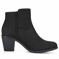 Allegra K Shoes Women's Round Toe Stacked Chunky Heel Zipper Ankle Boots