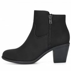 Allegra K Shoes Women's Round Toe Stacked Chunky Heel Zipper Ankle Boots