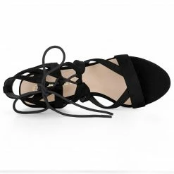 Allegra K Women Open Toe Crisscross Lace Up Chunky Heel Sandals 88 Allegra K Women Open Toe Crisscross Lace Up Chunky Heel Sandals