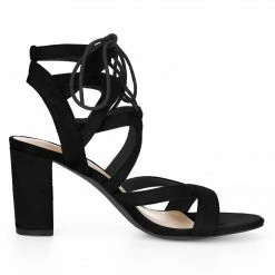 Allegra K Women Open Toe Crisscross Lace Up Chunky Heel Sandals 90 Allegra K Women Open Toe Crisscross Lace Up Chunky Heel Sandals