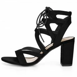 Allegra K Women Open Toe Crisscross Lace Up Chunky Heel Sandals 91 Allegra K Women Open Toe Crisscross Lace Up Chunky Heel Sandals