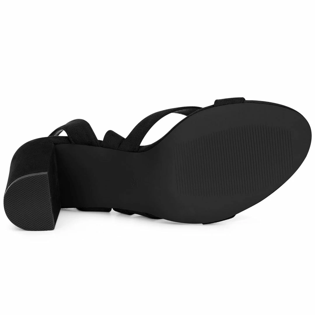 Allegra K Women Open Toe Crisscross Lace Up Chunky Heel Sandals 36 Allegra K Women Open Toe Crisscross Lace Up Chunky Heel Sandals