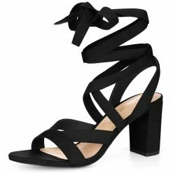 Allegra K Women Open Toe Crisscross Lace Up Chunky Heel Sandals 78 Allegra K Women Open Toe Crisscross Lace Up Chunky Heel Sandals