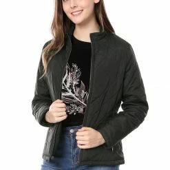 Women Allegra K Skyliner Model Down Jacket With Stand Collar