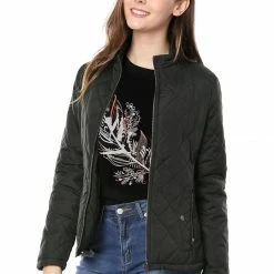 Women Allegra K Skyliner Model Down Jacket With Stand Collar