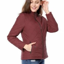 Women Allegra K Skyliner Model Down Jacket With Stand Collar