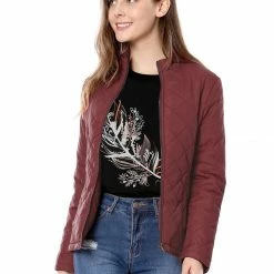 Women Allegra K Skyliner Model Down Jacket With Stand Collar