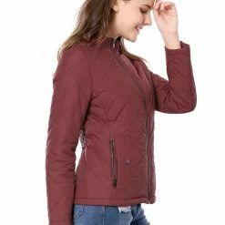 Women Allegra K Skyliner Model Down Jacket With Stand Collar
