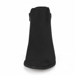 Allegra K Women's Buckle Tassel Low Chunky Heel Ankle Booties