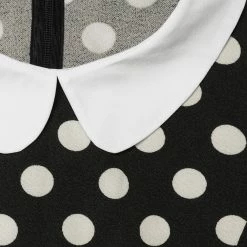 Allegra K Women Polka Dot Contrast Collar Above Knee A Line Dress