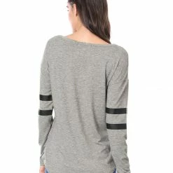 Allegra K V Neck Drop Shoulder Striped Cat Print Tunic Top Women