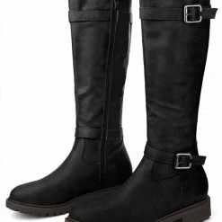 Allegra K Shoes XNM-2 Women Round Toe Buckle Straps Zipper Riding Boots 37 Allegra K Shoes XNM-2 Women Round Toe Buckle Straps Zipper Riding Boots