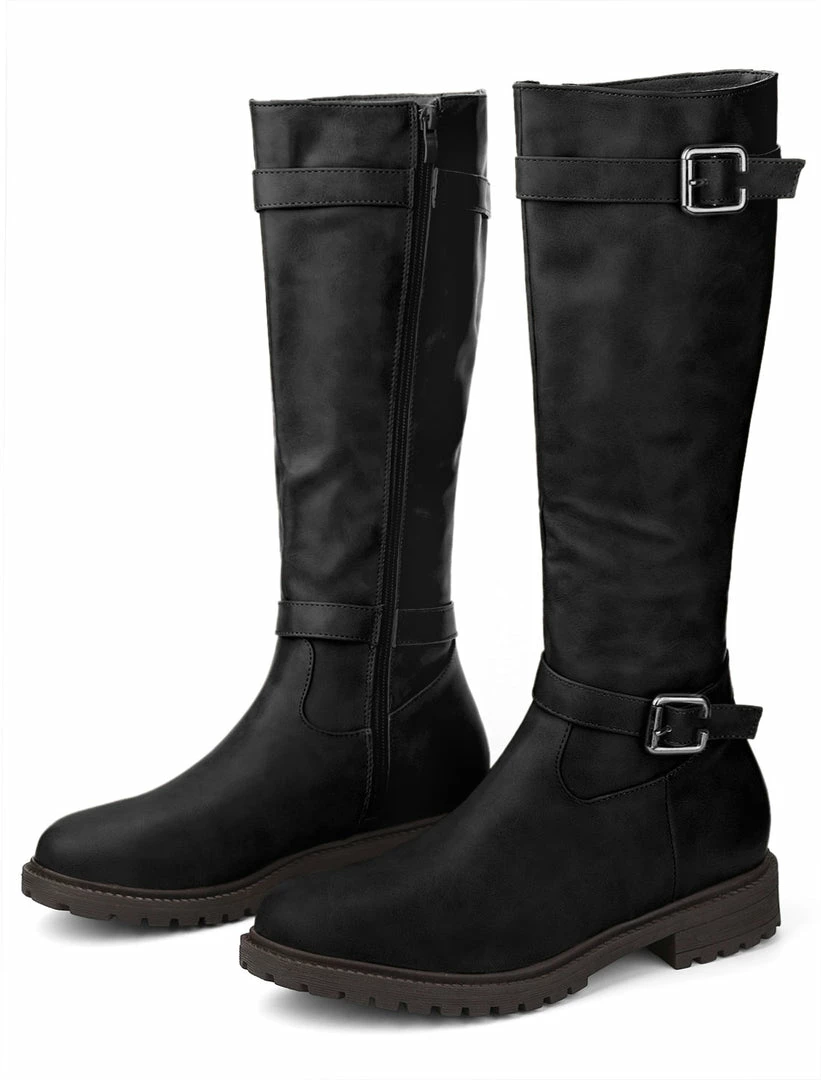 Allegra K Shoes XNM-2 Women Round Toe Buckle Straps Zipper Riding Boots 17 Allegra K Shoes XNM-2 Women Round Toe Buckle Straps Zipper Riding Boots