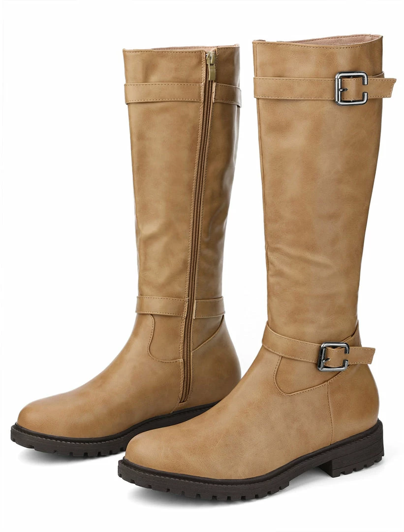 Allegra K Shoes XNM-2 Women Round Toe Buckle Straps Zipper Riding Boots 10 Allegra K Shoes XNM-2 Women Round Toe Buckle Straps Zipper Riding Boots