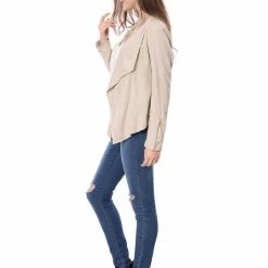 Allegra K Women's Moto Faux Suede Jacket Lightweight Open Front Lapel Draped Outwear Cardigan Clothing 114 Allegra K Women's Moto Faux Suede Jacket Lightweight Open Front Lapel Draped Outwear Cardigan Clothing