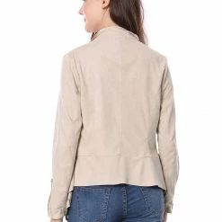 Allegra K Women's Moto Faux Suede Jacket Lightweight Open Front Lapel Draped Outwear Cardigan Clothing 115 Allegra K Women's Moto Faux Suede Jacket Lightweight Open Front Lapel Draped Outwear Cardigan Clothing