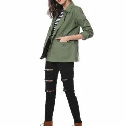 Allegra K Cotton Lightweight Utility Jacket