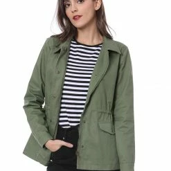 Allegra K Cotton Lightweight Utility Jacket