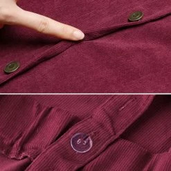 Allegra K Women's Corduroy Button Decor A Line Suspender Overall Skirt Dress