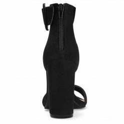 Allegra K Shoes BC0593 Women Block Heel Zipper Buckle Ankle Strap Sandals